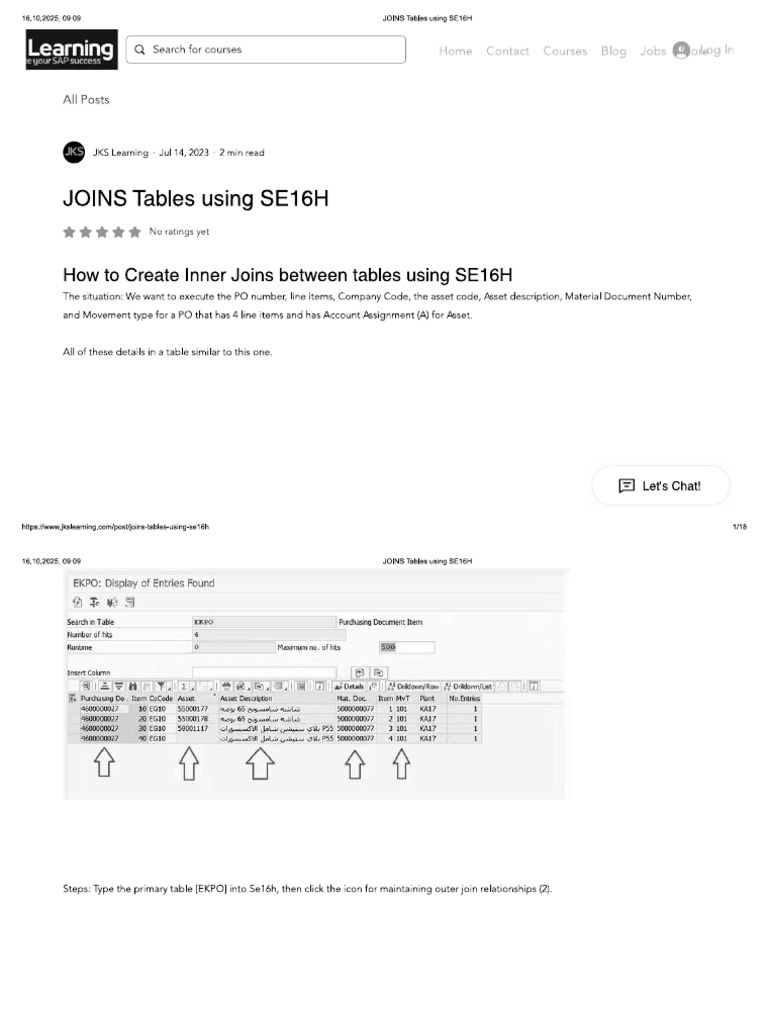 Join Tables SE16H | PDF