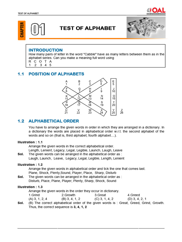 Alphabet Test: Word Formation & Order | PDF | Orthography | Writing