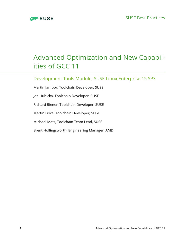 GCC 11 Optimization in SUSE Linux | PDF | Compiler | C++