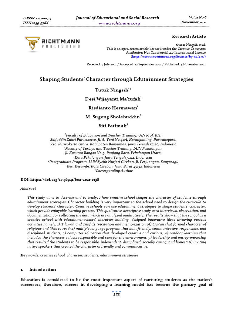 Shaping Students Character Through Edutainment ST | PDF | Learning ...