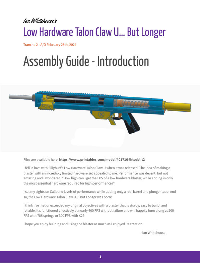 Low Hardware Talon Claw U Assembly Guide | PDF | Gun Barrel | Screw