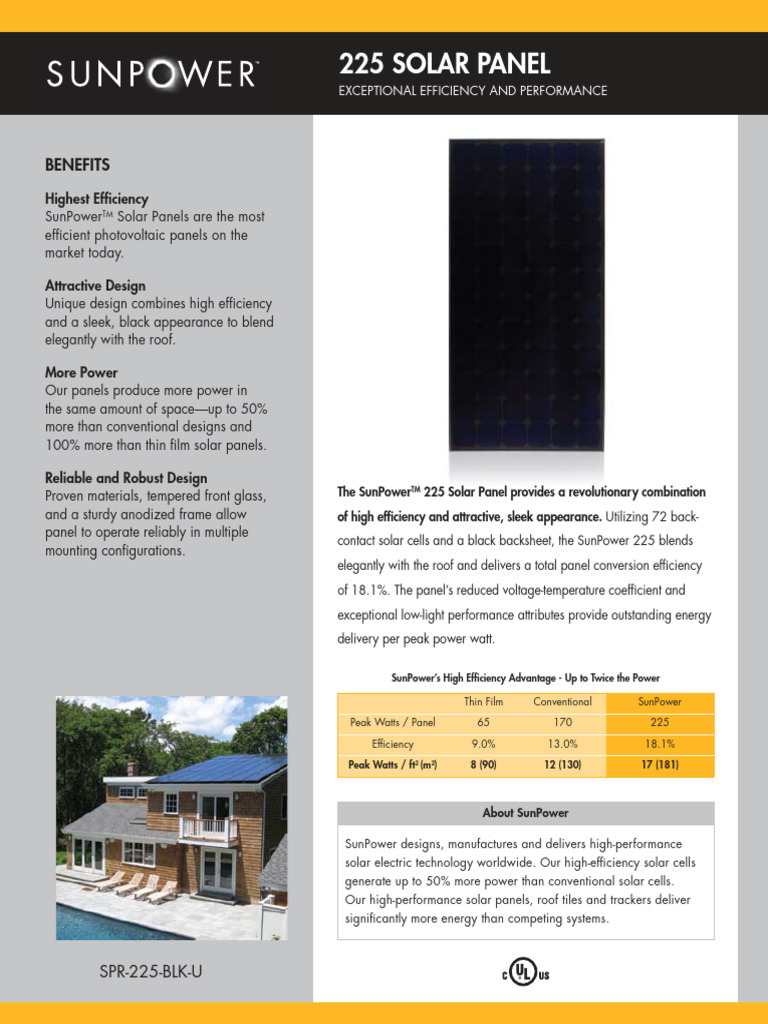 225 All Black Panel Data Sheet | PDF | Photovoltaics | Solar Panel