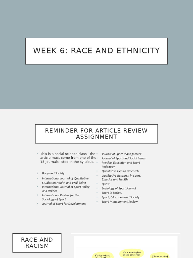Week 6 - Race and Ethnicity - Studentrevised | PDF | Race (Human ...