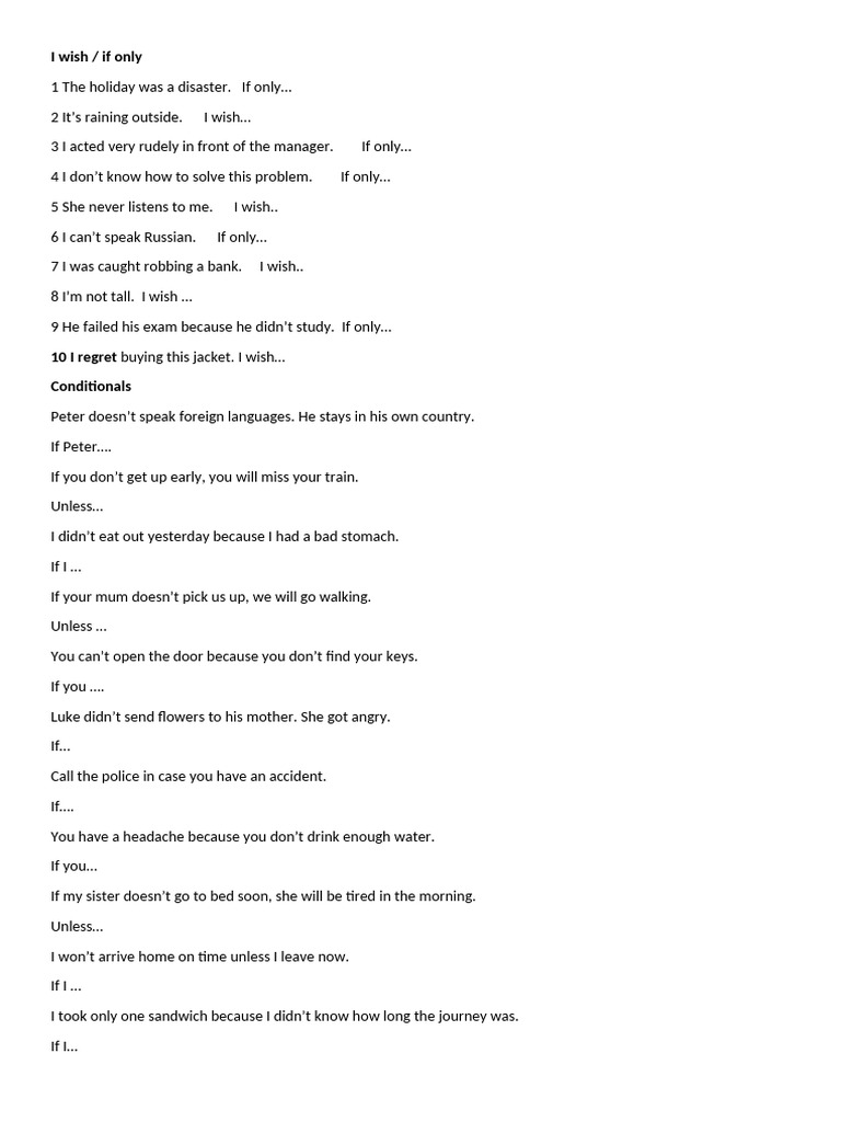 I Wish and Conditionals Rephrasing | PDF