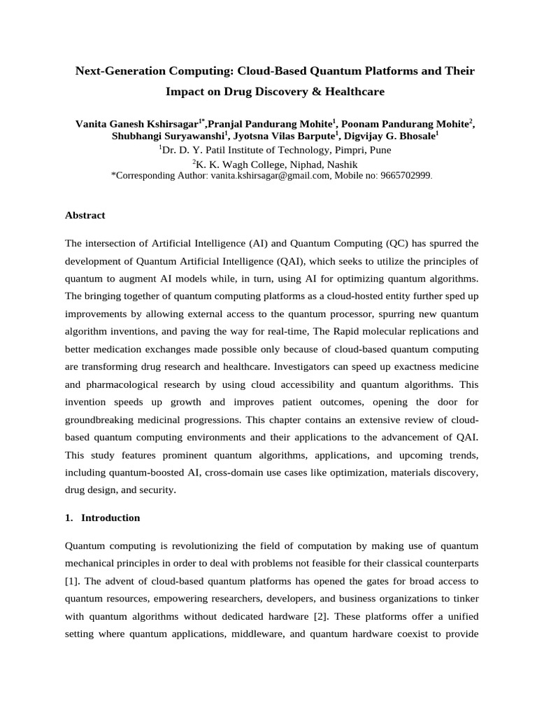 Cloud Quantum Computing in Healthcare | PDF | Quantum Computing | Cloud ...