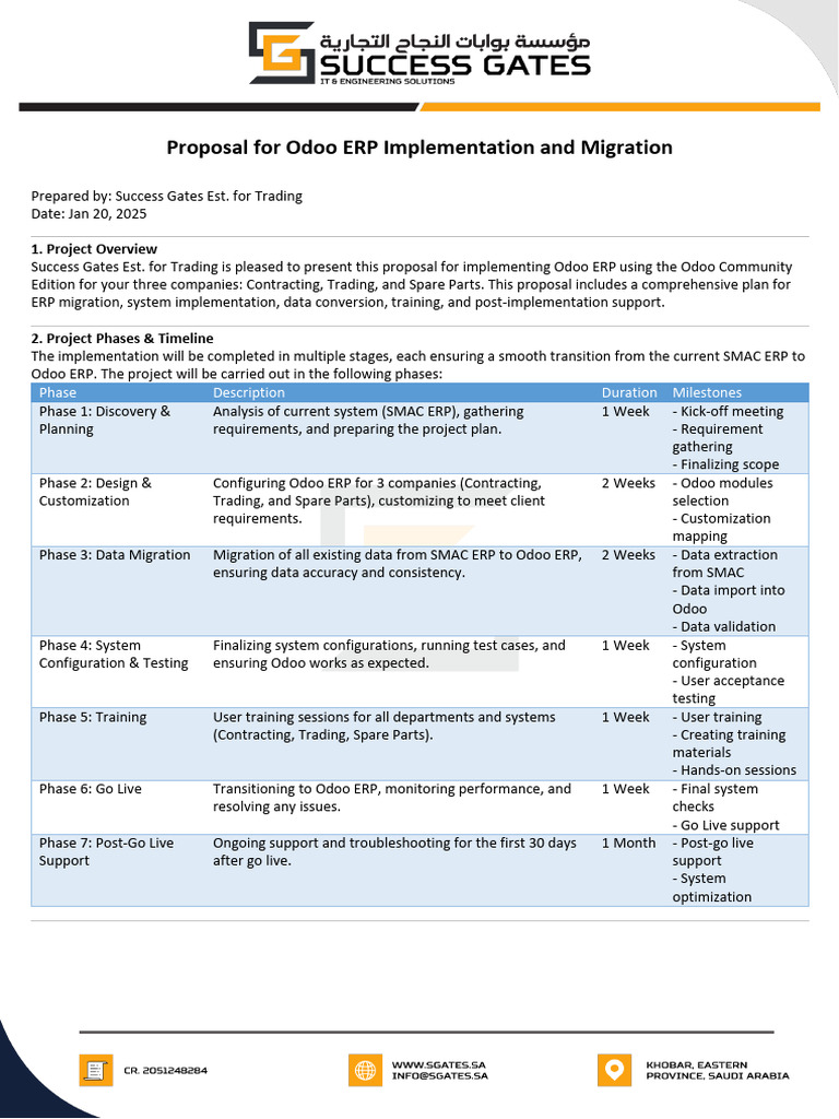 Odoo ERP Implementation Proposal | PDF | Enterprise Resource Planning ...