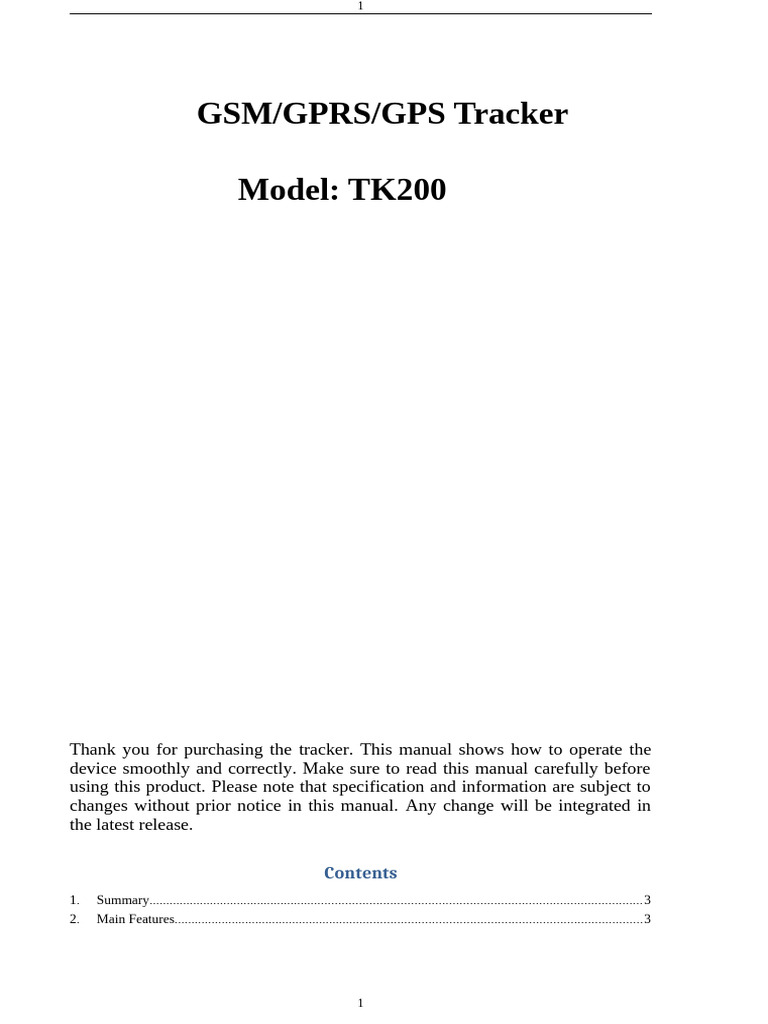 TK200 GPS Tracker User Manual | PDF | Global Positioning System | Computing