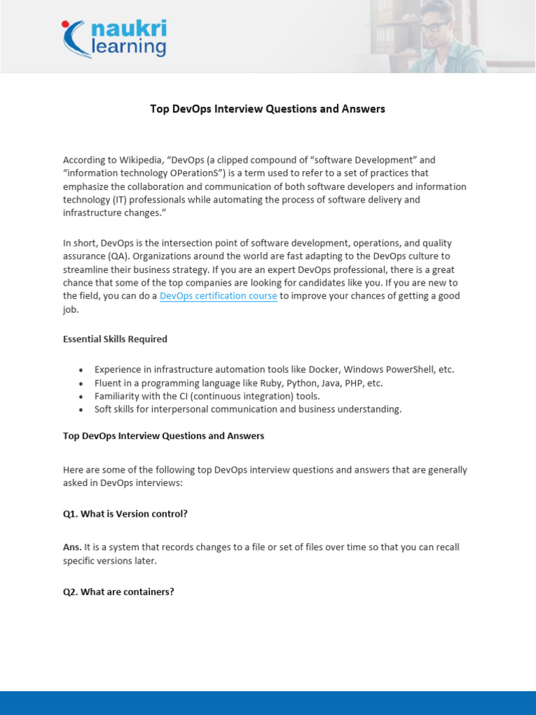 Top DevOps Interview Questions and Answers | PDF | Selenium (Software ...