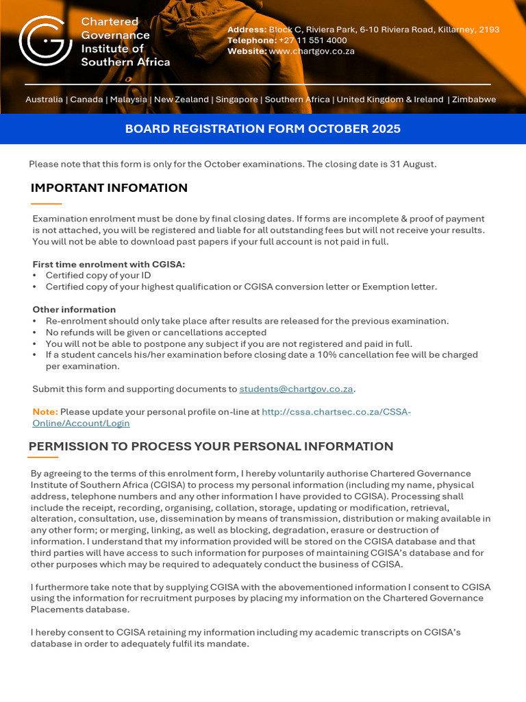 BOARD-Registration-Form-October-2025-1 | PDF | Fee | Curriculum