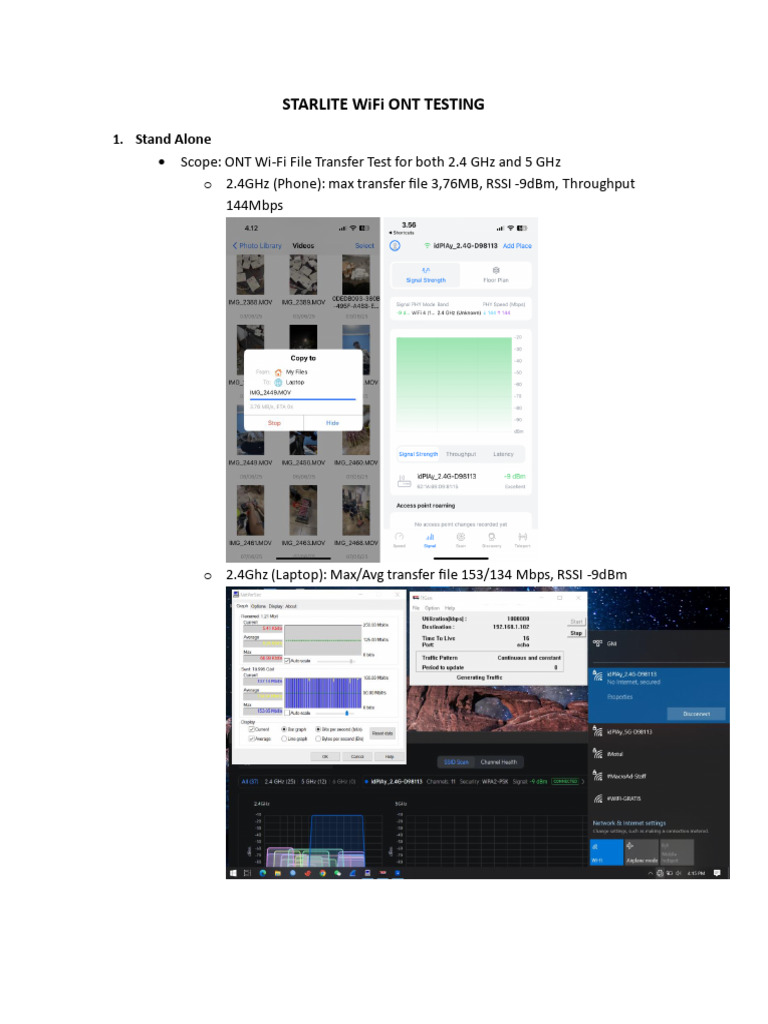 STARLITE WiFi ONT TESTING | PDF