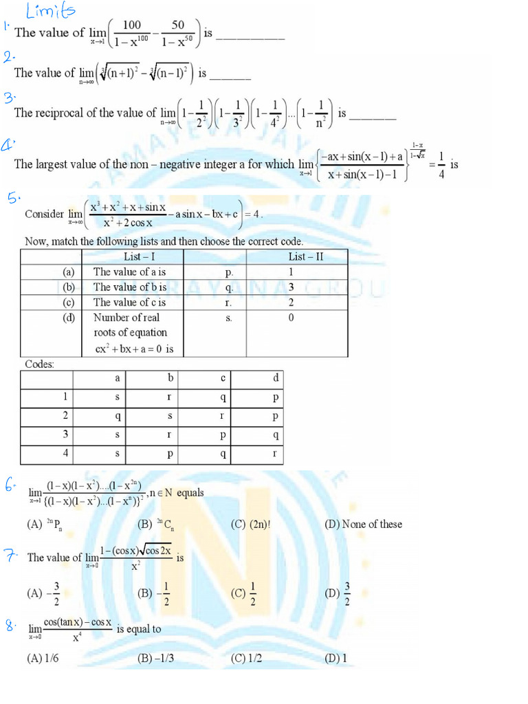 Calculus Questions | PDF