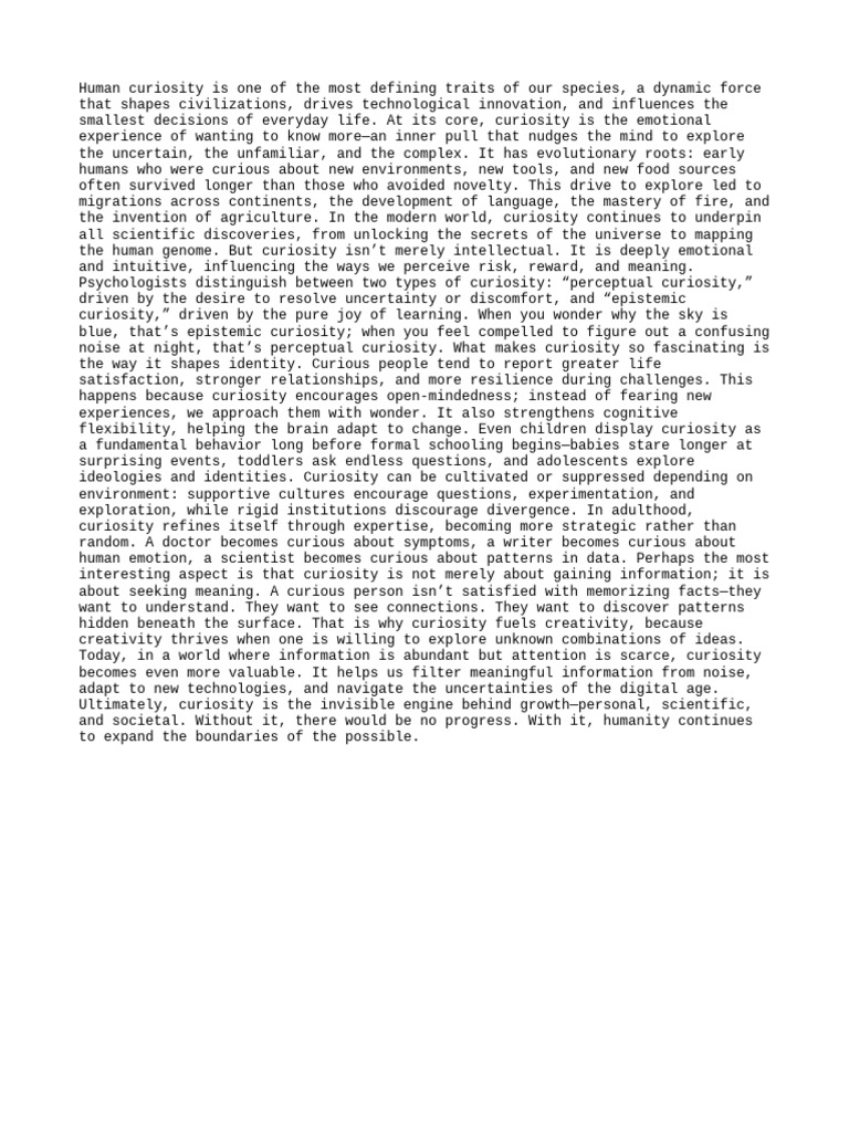 The Power of Human Curiosity | PDF | Curiosity | Psychology