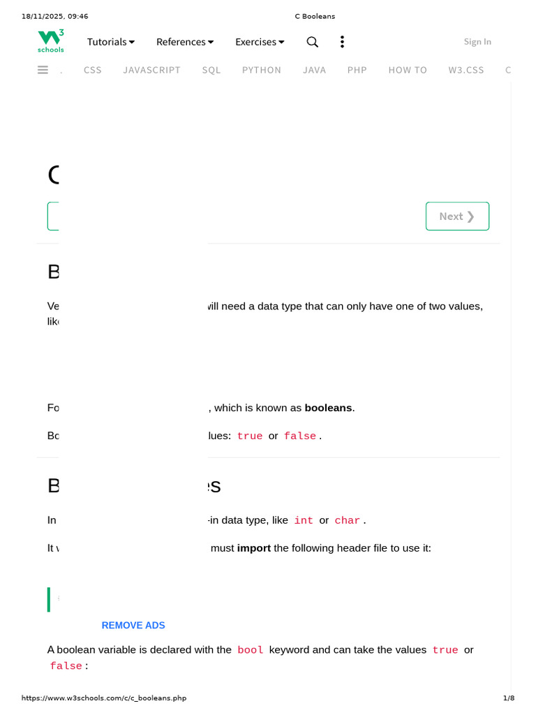 C Booleans | PDF | Boolean Data Type | Computer Programming