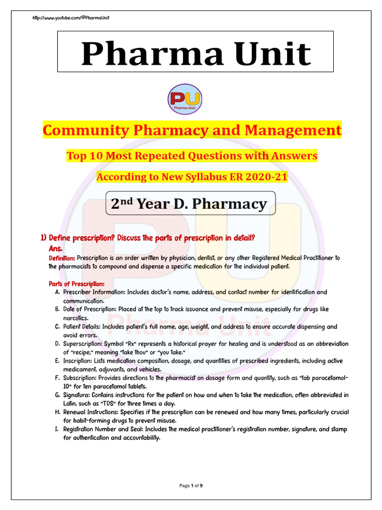 Community Pharmacy FAQs and Insights | PDF | Medical Prescription ...