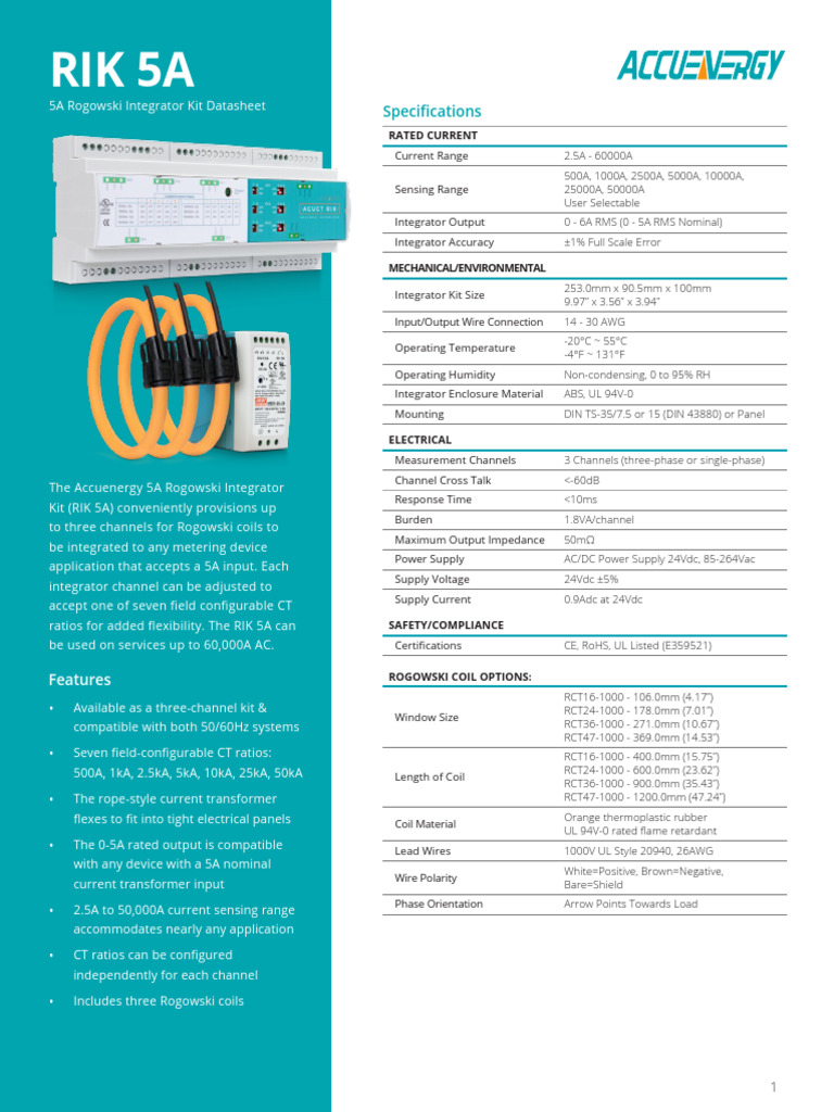 Rik 5a Rogowski Integrator Kit Datasheet | PDF | Electrical Engineering ...