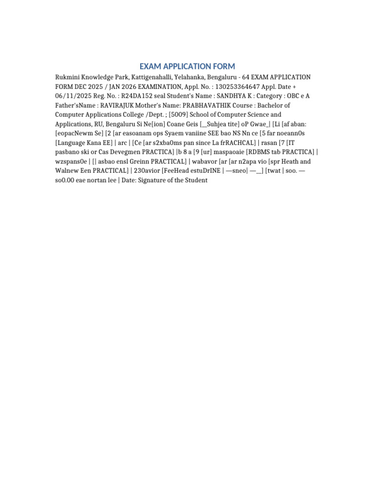 Exam Application Form Formatted | PDF