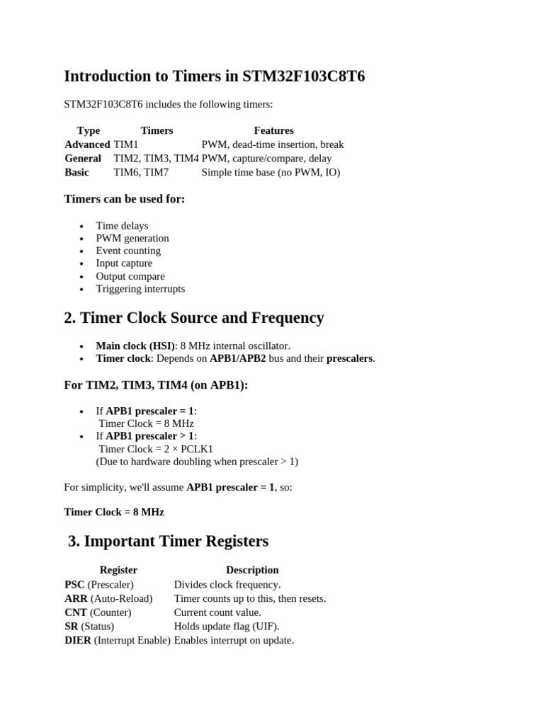 STM32F103C8T6 Timer Overview Guide | PDF | Computing | Computer ...