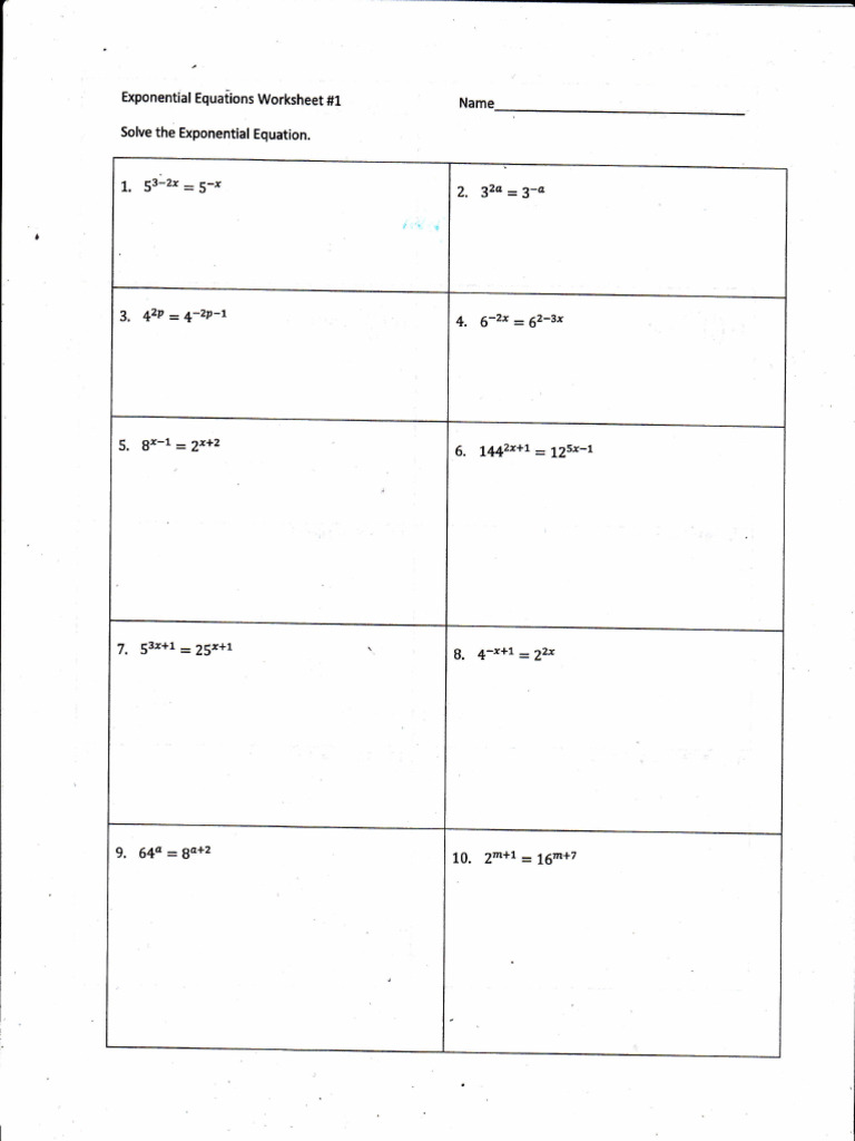 Exponential and Logarithmic Equations Worksheet | PDF | Arithmetic ...