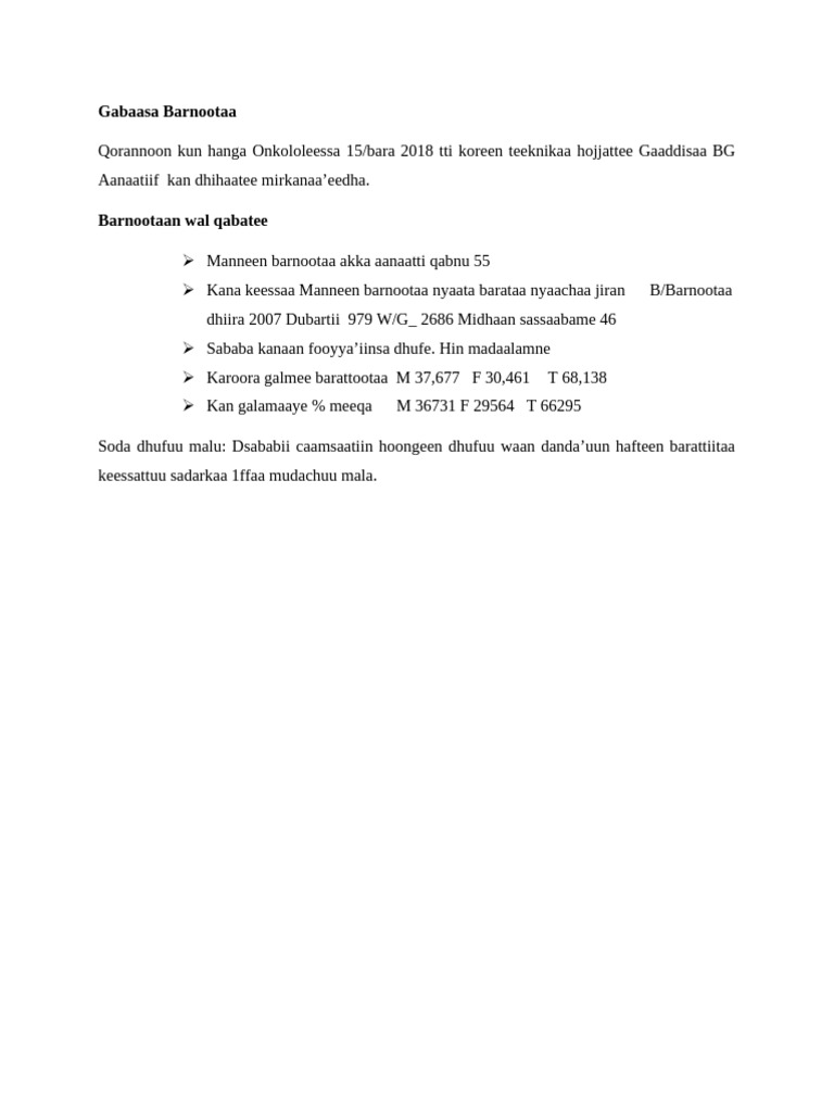 Barnoota Cheek Listii Barnoota Qo - Om.qo. 2018 | PDF