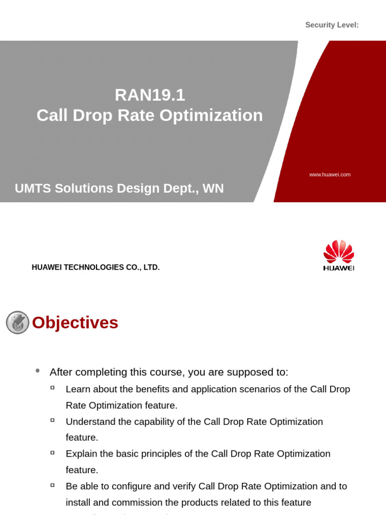 Training Course - RAN19.1 - Call Drop Rate Optimization - V1.0 | PDF ...
