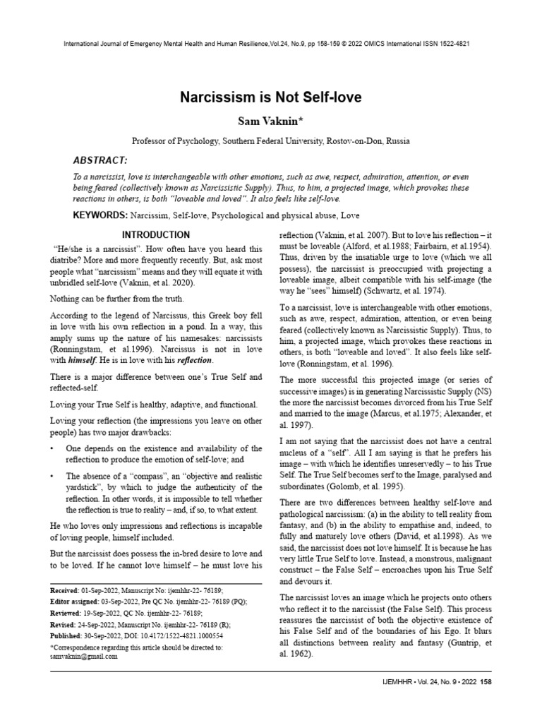 Understanding Narcissism vs. Self-Love | PDF | Narcissism | Psychology