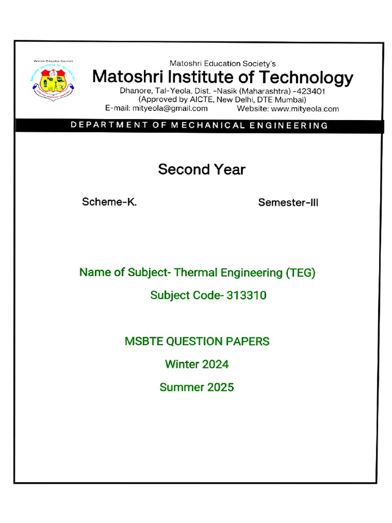 Thermal Engineering 1 | PDF