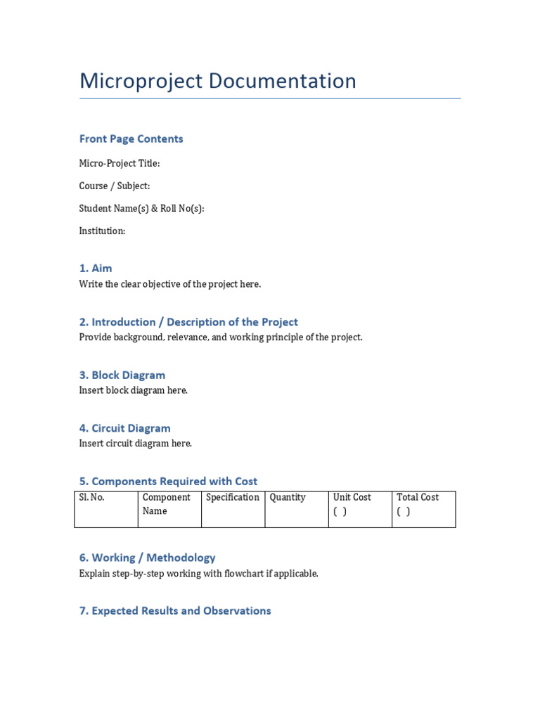 Microproject Documentation Template | PDF