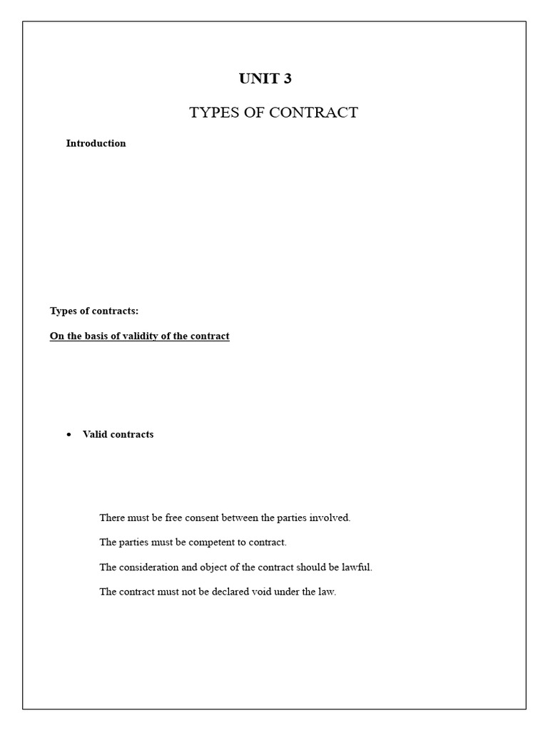 Unit 3 - Types of Contract | PDF | Guarantee | Offer And Acceptance