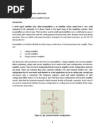 Experiment 1: Small Signal Amplifiers Part A: Single Stage Transistor Amplifier Circuits