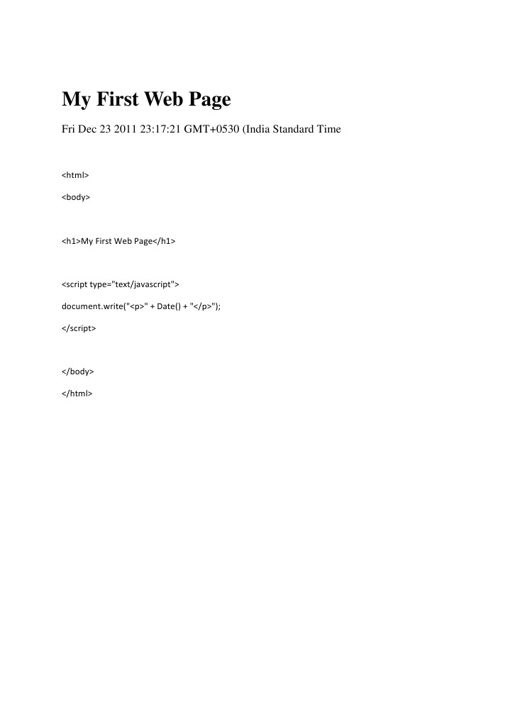 JavaScript in My First Web Page | PDF