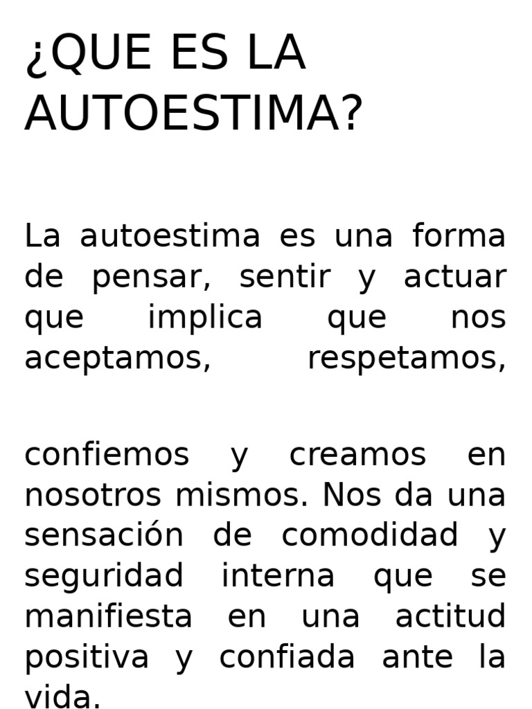 Importancia de la Autoestima Personal | PDF