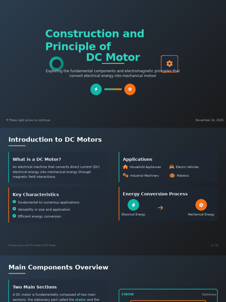 DC Motor Construction and Principles | PDF | Electric Motor ...