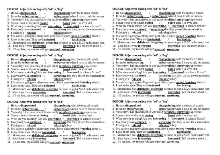 Adjectives Ending in 