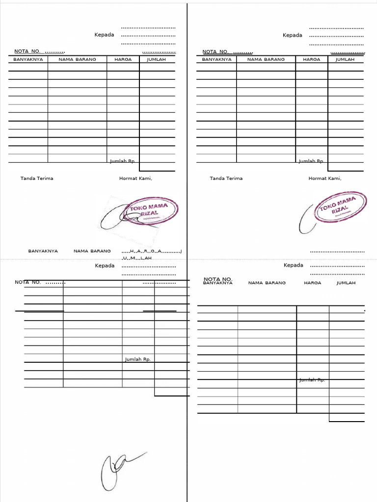 Nota Pembelian Barang dan Harga | PDF