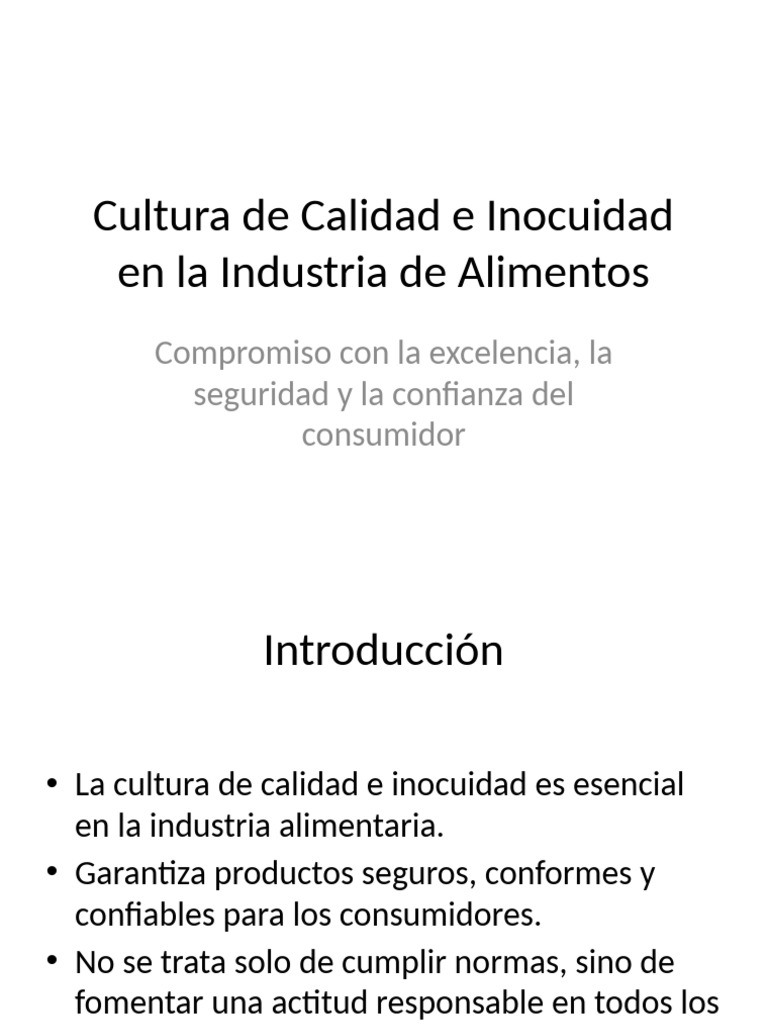 Cultura de Calidad e Inocuidad Industria Alimentos | PDF | Calidad ...