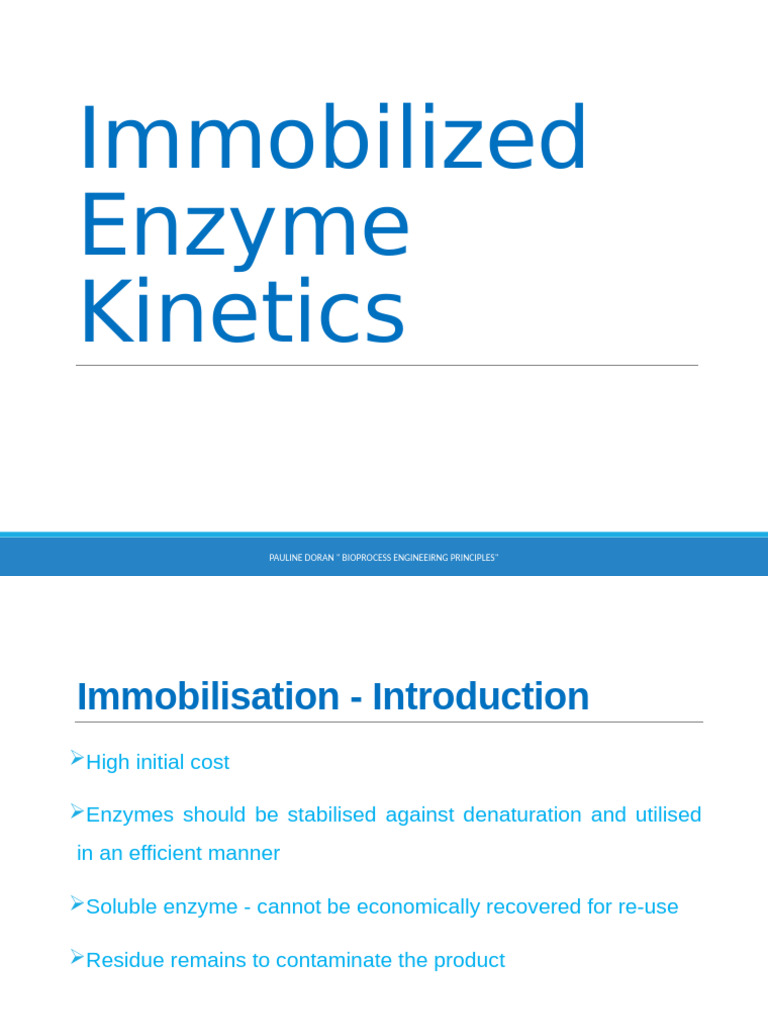 Immobilized Enzyme Kinetics Overview | PDF | Enzyme | Polymers