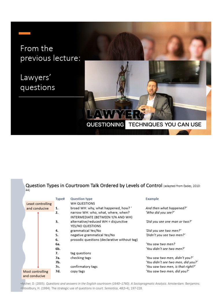 Courtroom Questioning Techniques Explained | PDF | Witness | Reasonable ...