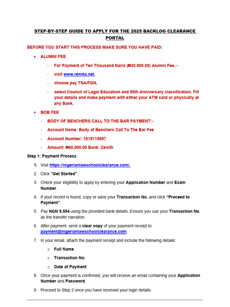 2025 Backlog Clearance Application Guide | PDF