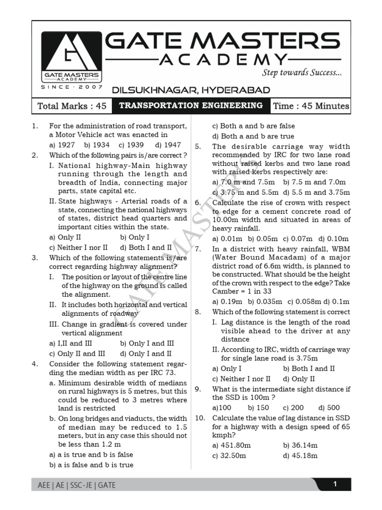 Transportation Engineering Questions With Solutions | PDF | Acceleration