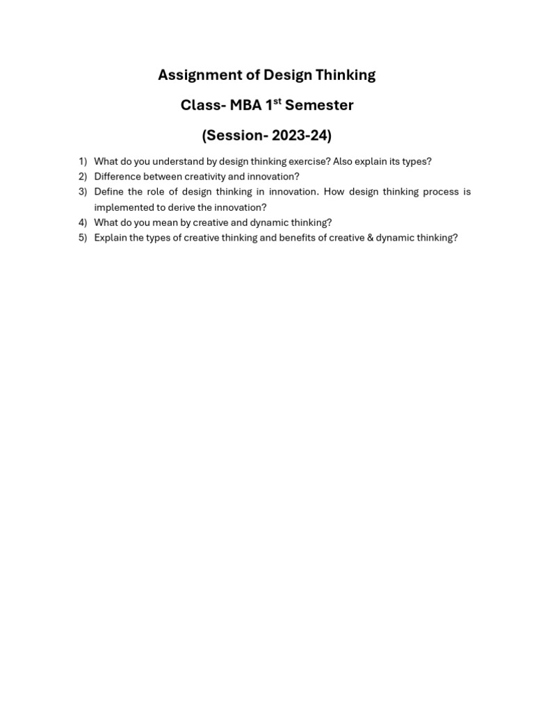 Design Thinking Assignment for MBA | PDF