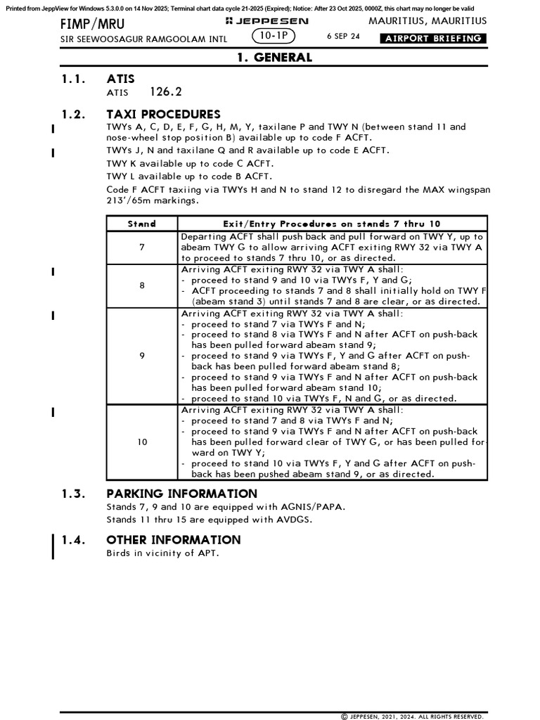Mauritius Airport Taxi and Parking Guide | PDF | Aviation | Aircraft
