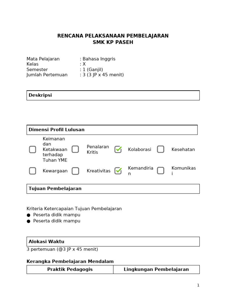 Contoh RPP | PDF
