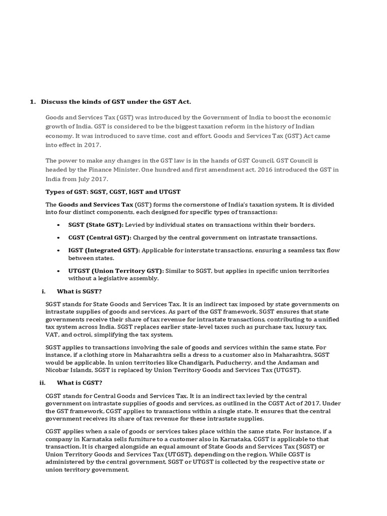 Understanding GST Types and Valuation Rules | PDF | Taxes | Government ...