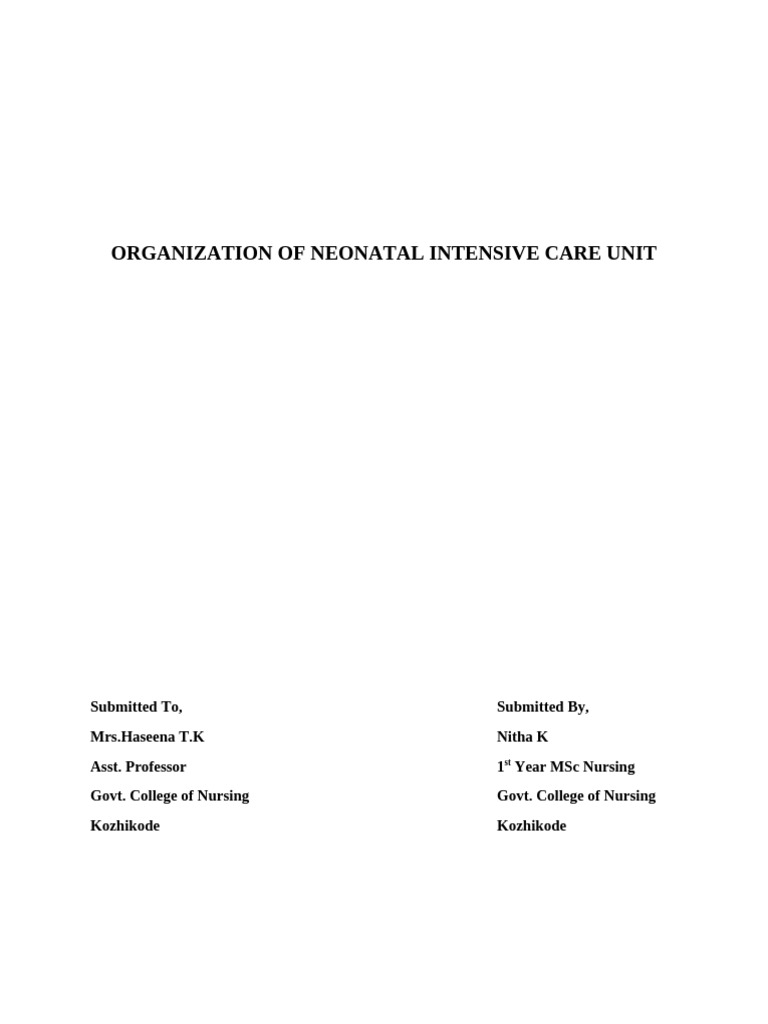 Organizing a Neonatal Intensive Care Unit | PDF | Neonatal Intensive ...