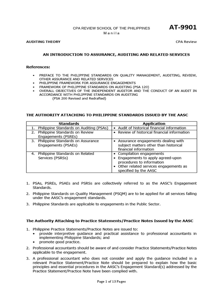 Philippine Auditing Theory Overview | PDF | Audit | Internal Control