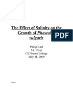 The Effect of Salinity On The Growth of Phaseolus Vulgaris
