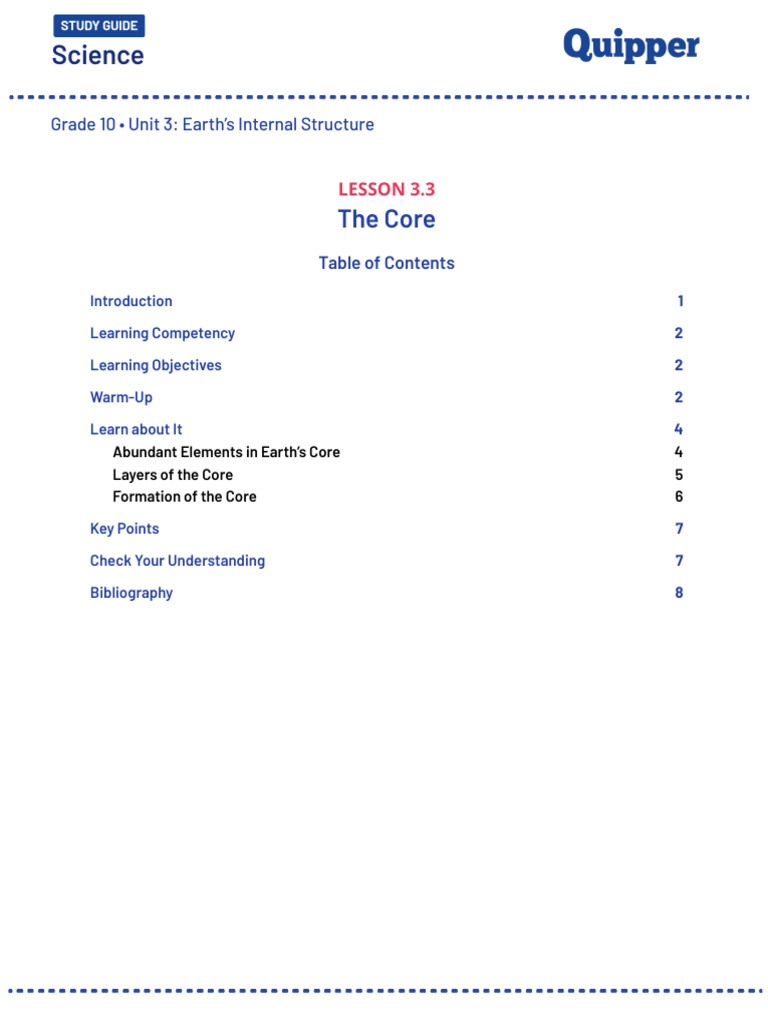 686760b56a268c0021b113ca 1751606178 3.3+The+Core | PDF | Planetary Core ...