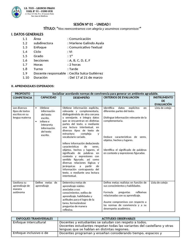 Normas de convivencia en aula 1° grado | PDF | Enseñando | Aprendizaje