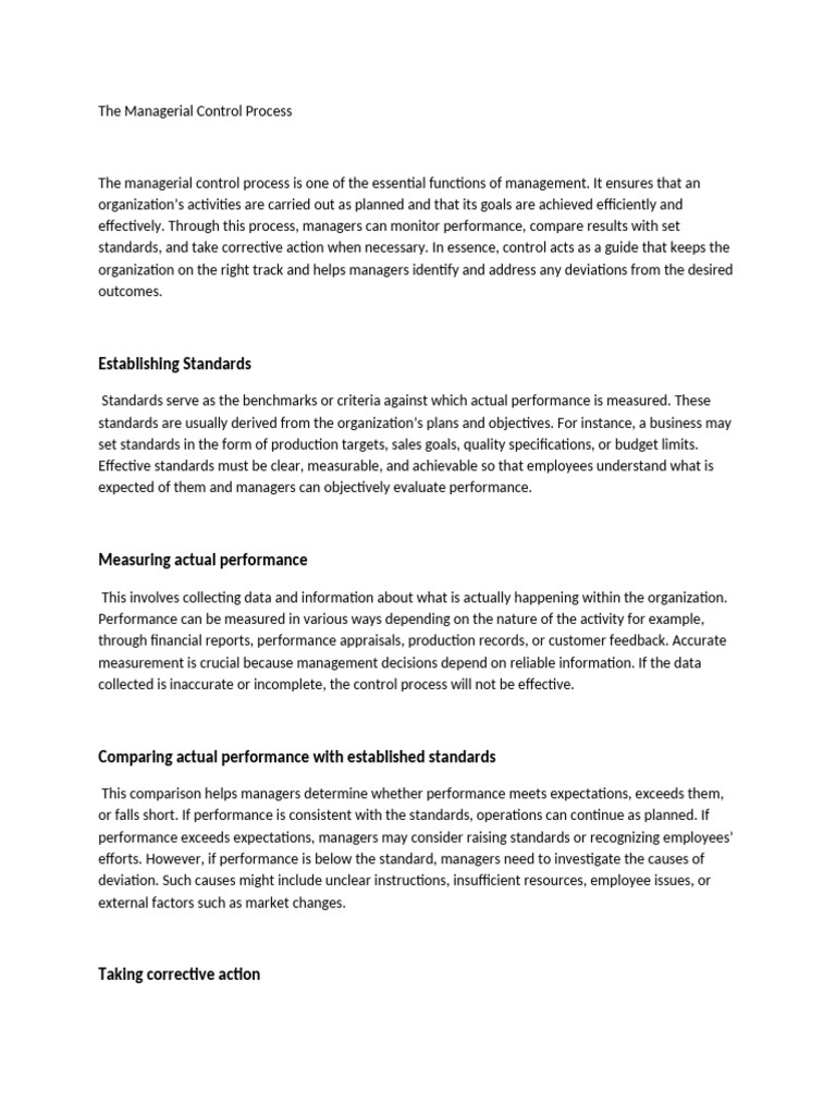 Understanding the Managerial Control Process | PDF | Goal | Business