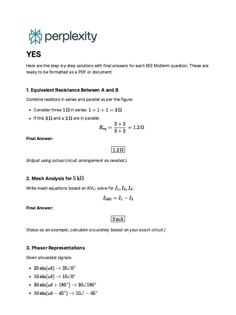 Equivalent Resistance Between A and B: Final Answer | PDF